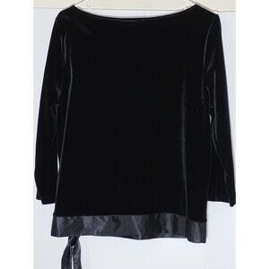 Willi Smith Top Women's M Black Velvet Long Sleeve Satin Bow Holiday Party